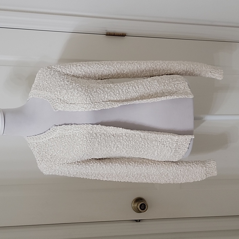 LOFT Outlet Size S Oatmeal Color Boucle, Knobby Open Cardigan, Gently Used Cond